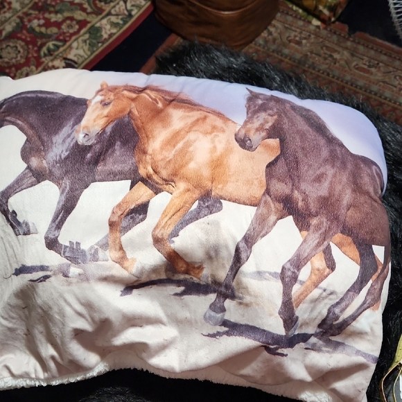 Horse 🐎  designed  bedroom  pillow Other - Horse Print Pillow . Designed With 3 - Running Horses.